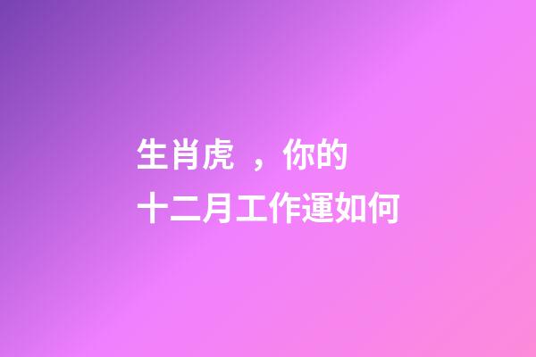 生肖虎，你的十二月工作運如何